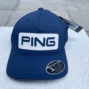 NEW PING Tour Hat Flexfit Tech 110 One Ten, navy/white, Ping Debossed PYB Cap